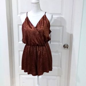 Large Brown Glittery  Lush shorts Romper